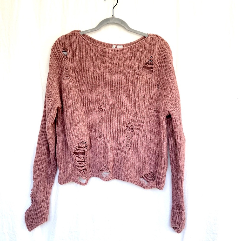 Distressed Mauve Sweater
